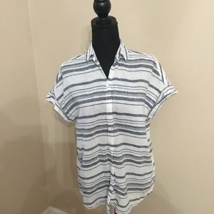 BeachLunchLounge Women’s Spencer Striped Linen Blend Camp Shirt Size XS/TP